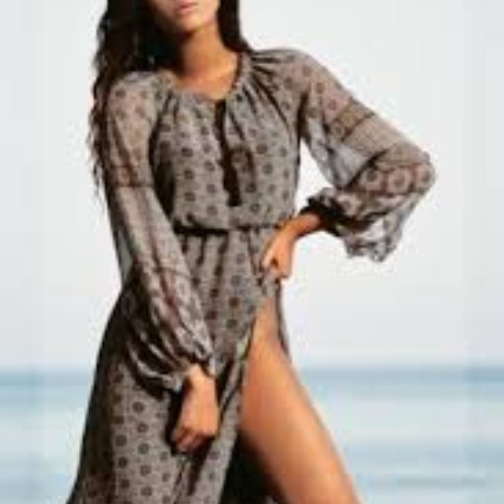 MNG Collection BOHO Long Sleeve Maxi Dress NWT Size Misses XS